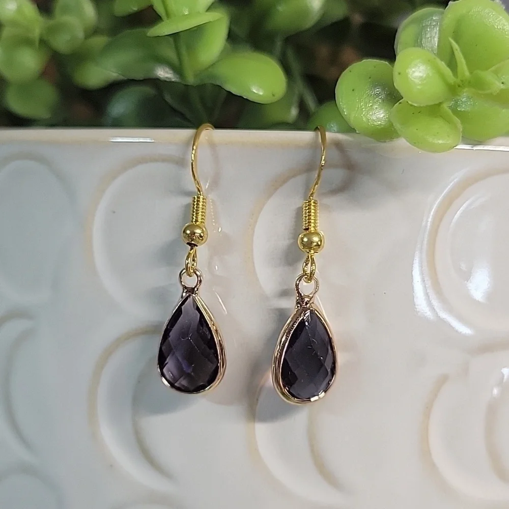 Dainty Grape Glass Drop Earrings